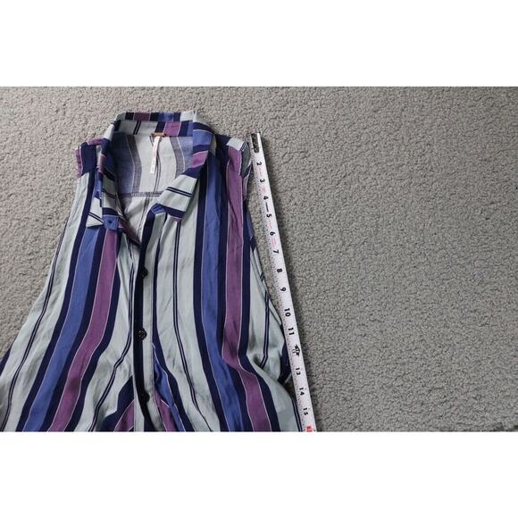 Free People Tops Womens XS Striped Mackenzie Wrap Purple Combo Sleeveless - Picture 4 of 9